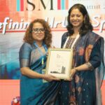 Being felicitated by Ms. Anitha Raghunath, Director, Virgo Communications